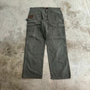 ビックサイズ Wrangler riggs ダック地 ペインターパンツ カーゴパンツ ダブルネーム カーキ ワークパンツ ヴィンテージ 90s w98cm W38 L32