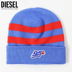 正規品/新品/未使用■タグ付き/定価15,400円■DIESEL ディーゼル ユニセックス ロゴワッペン ウール ニット キャップ ボーダー 帽子 16