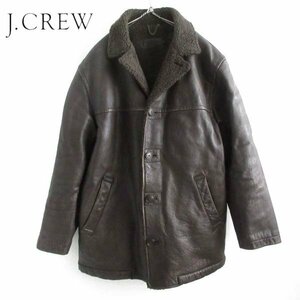 J.CREW 裏ボア 肉厚 レザージャケット M ダークブラウン系 ランチコート カーコート Jクルー フェイクムートン D149-18-0029ZV