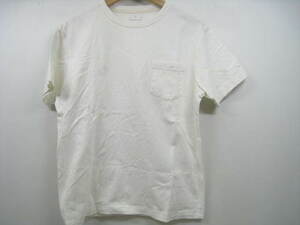 無印良品 Tシャツ 半袖 無地 丸首 胸ポケット 白 ホワイト サイズS
