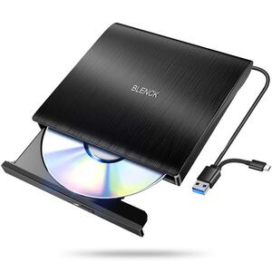 外付けDVDドライブ 極静音 CD DVDドライブ 外付け 高速 USB 3.0&Type-Cデュアルポート 外付けCDドライブ 読み出し&書き込み ブラック