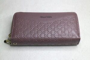 04 00631 ☆ レディース ダブルジッパー財布 クラッチバッグ パープル ファッション linggeの刺繍 大容量【アウトレット品】