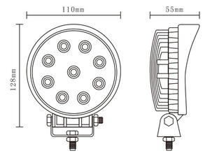 丸型 27w×４点 広角 3w×9連 高輝度 2200ルーメン 12-24V兼用 LED ワークライト 作業場照明 農業 建設機械 船舶 トラック用品 車外灯使用