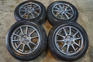 【バリ山 イボ付き 中古 SET】165/65R14 165/65-14 ブリヂストン ブリザック VRX 18年製 14インチ BUSTER 10S 4H100 5.5J+38 冬用