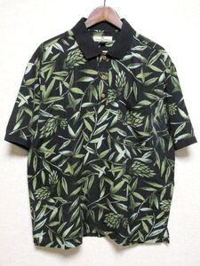 ★美品★Tommy Bahama トミーバハマ 100%SILK プルオーバー アロハシャツ L★ブラック 黒 ハワイアン リゾート シルク 半袖 トップス 夏物