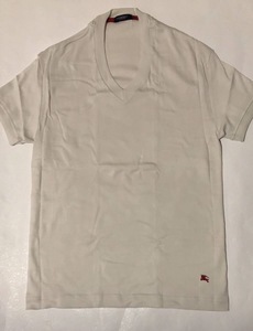 【ラスト1、新品未使用品】 BURBERRY バーバリー Vネック Tシャツ カットソー ストレッチ ベージュ サイズM