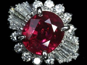 IIL11774SS【1円～】新品仕上【RK宝石】《Ruby》 タイ産 極上天然ルビー 大粒2.71ct!! 極上ダイヤモンド 0.56ct Pt900 超高級リング ダイヤ