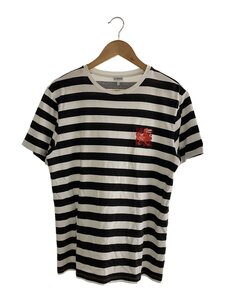 LOEWE◆Embroidered Dodo Striped T-Shirt/Tシャツ/M/コットン/BLK/ボーダー