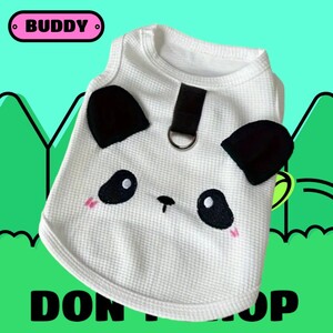 送料無料 ドッグウェア 犬服 DOG WEAR ちょ～かぁあいぃ～なぁ～可愛いパンダフェイス・タンクトップ(リードリング付き)☆XSサイズ１着 (^^