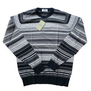 【新品】JOHN SMEDLEY クルーネック ボーダーニット XL ネイビー ジョンスメドレー シーアイランドコットン