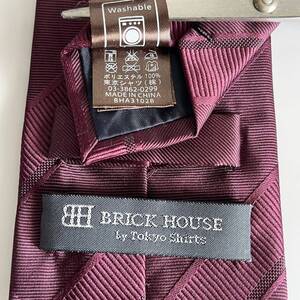 BRICK HOUSE by TOKYO SHIRT（ブリックハウス） ボルドーカラーストライプネクタイ