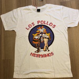 ブレーキングバッド　LOS POLLOS HERMANOS Tシャツ Lサイズ グスタボ(ガス)の表商売の店のロゴ　白