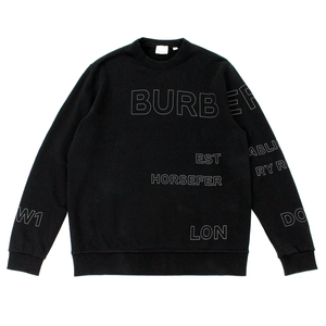 送料無料 中古美品 BURBERRY バーバリー 8037553 ホースフェリープリント スエット トレーナー ブラック size M