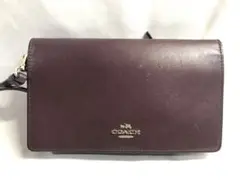 298★F COACH コーチ　ショルダーウォレット　財布　ボルドー