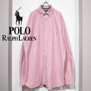 LT TALL / 90s 00s POLO RALPH LAUREN ポロ ラルフローレン オックスフォード B.D 長袖シャツ ピンク クラシックフィット 古着 トラッド