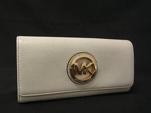 ■美品■ MICHAEL KORS マイケルコース レザー 二つ折り 長財布 ウォレット レディース アイボリー系 DG4168