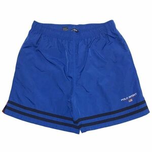 【90s】POLO SPORT ポロ スポーツ ナイロン スイムショーツ メンズS 青 イージー ショートパンツ 短パン 水着 ヴィンテージ オリジナル