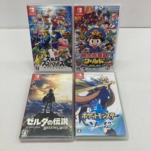 05w00223★1円~ 【Nintendo Switch】 任天堂 ソフト 4本セット 「スマブラ/桃太郎電鉄/ポケモン ソード/ゼルダの伝説 ブレス」中古品