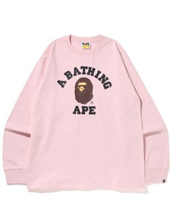 【1スタ】新品未使用 本物 Size L COLLEGE L/S TEE メンズ 長袖Tシャツ PINK アベイシングエイプ エイプ A BATHING APE 