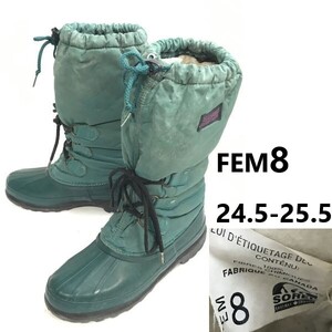 カナダ製/ビンテージ★SOREL/ソレル★ロング丈/インナーブーツ付/スノーブーツ【FEM8/24.5-25.5/緑】防寒/winter/Boots/shoes◆sWB121-2