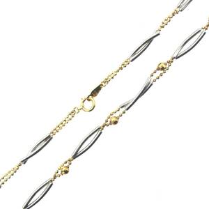 Pt850/K18 プラチナ&ゴールドコンビ シリンダー&カットボール ネックレス チェーン 首周り41cm 10.8g IS ABランク