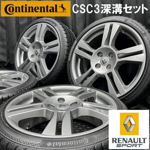 希少深溝★ルノー トゥインゴ ルノースポール純正アルミ&195/40R17 Continental CSC3 4本 №B231110-B4 7J +55 4H 100/17インチホイール*RS