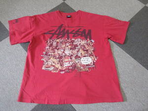 00s STUSSY 旧タグ Tシャツ L メキシコ製 赤 ステューシー フォト ヴィンテージ オールド スケーター ストリート Yo vinny how a livin