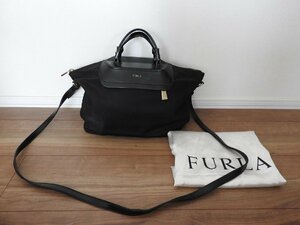 ★☆FURLA　フルラ　ハンドバッグ　ナイロン×レザーショルダー　黒　ブラック　保存袋　☆★