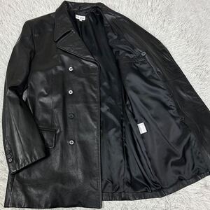 美品 Lサイズ 【極上カウレザー】paul smith london ポールスミス コート ダブル チェスター レザージャケット Ｐコート 牛革 本革 VINTAGE