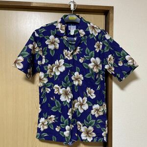 ky S FASHIONアロハシャツ HAWAII製ハイビスカス柄Sサイズ