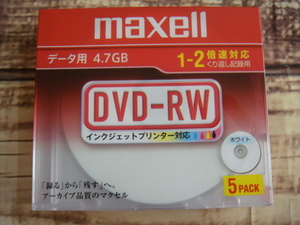 maxell・マクセル^,,.DVD-RW*データ用4.7GB*1-2倍速対応/くり返し記録用*ホワイト・5PACK_.,,^「未使用品」