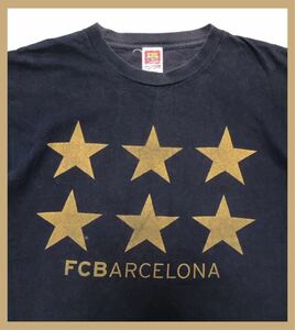 1260●FC BARCELONA OFICIAL エフシー バルセロナ●サッカー 6冠記念 両面プリント 半袖 Tシャツ ネイビー