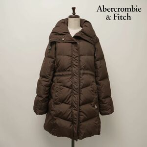 美品 Abercrombie & Fitch アバクロンビー & フィッチ ダウンフェザー ロングコート レディース 冬物アウター 茶色 ブラウン サイズM*IC490