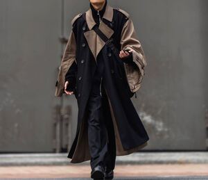 タグ付き　stein シュタイン　22AW DOUBLE LAPELLED TRENCH COAT トレンチ　コート　ブラック　ベージュ　S