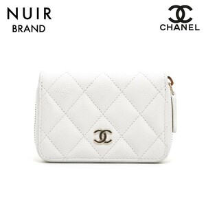 シャネル CHANEL コインケース キャビアスキン マトラッセ 財布 カードケース ホワイト