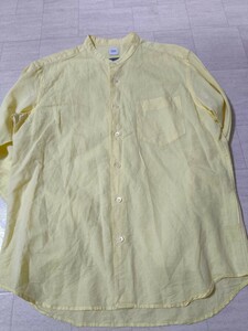 サイズ：2　美品　タケオキクチ TAKEO KIKUCHI　 Herdmans Linen 長袖バンドカラーシャツ　リネン　