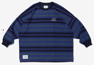 2022SS WTAPS JAM 01 LS COTTON 3 L BLUE / 青 ダブルタップス ロンT 長袖Tシャツ TEE ボーダー 221ATDT-CSM30