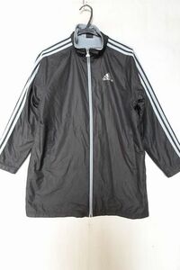 adidas/アディダス/ジュニア/ジャンパー/ベンチコート/ミドル丈/前ジップアップ/ロゴプリント/裏フリース/黒/ブラック/160サイズ(11/12R6)