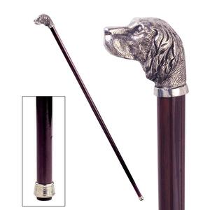 犬の頭のステッキ 杖 装飾ハンドルファッションデザインイタリアステッキ飾り杖デザイン個性的杖金属製持ち手動物ドッグかわいい洋風彫刻