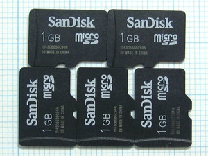 ★SanDisk microＳＤ メモリーカード １ＧＢ ５枚 中古★送料８５円・１８５円