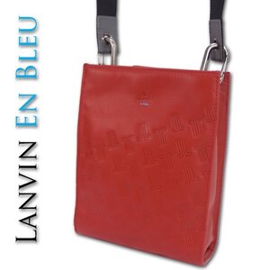 ランバンオンブルー LANVIN en Bleu 牛革 スクウェアショルダーバッグ ティルト メンズ レッド 赤 正規品 新品 定価18,700円 レザー