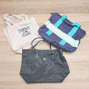 ■ 《 TOMMY HILFIGER トミーヒルフィガー まとめ売り3点セット 大きめ カジュアル ハンド トート バッグ レディース 》 E