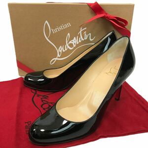 k210 Christian Louboutin クリスチャン ルブタン エナメル パンプス パテント レザー ピンヒール ハイヒール 36.5 イタリア製 正規品