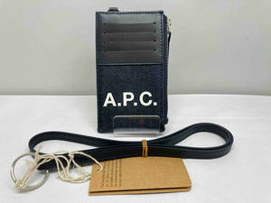 【美品】A.P.C. CODDP-M63527 フラグメントケース カードケース コインケース ストラップ付き デニム ネイビー タグ付き