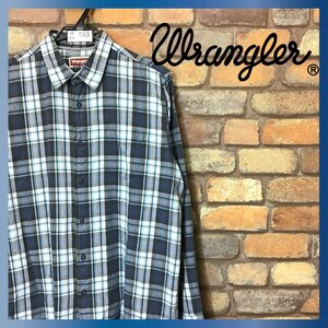 ME9-583★USA直輸入品★良品★グレー系【Wrangler ラングラー】コットン100% チェックシャツ【メンズ M】長袖 古着 ポケット ワーク