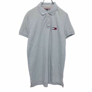 TOMMY HILFIGER 半袖 ロゴ ポロシャツ M ライトブルー トミーヒルフィガー 古着卸 アメリカ仕入 a508-5658