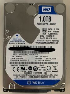 使用時間 972時間 正常 WDC WD10JPVX-08JC3T5 1000GB 1TB n20240624-18