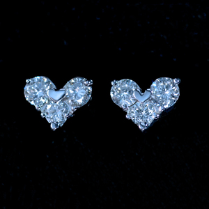 *PE3308【BC新作ウェディングジュエリー】Heart Diamond Earrings 天然上質ダイヤモンド０．２０ct 最高級18金WG無垢ピアス 新品