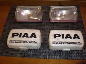 ☆希少品☆ 当時物　旧車 PIAA　ピア　フォグランプ　角型　２個セット カバー付き　クリア　☆６０サイズ発送☆