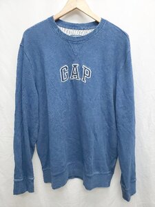 ◇ GAP ギャップ ワンポイント 長袖 トレーナー スウェット サイズL ブルー系 レディース メンズ P